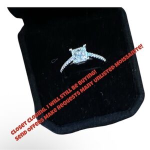 Moissanite Princess Cut 1 Carat Ring GRA Certified w Laser Inscription Sz 8.